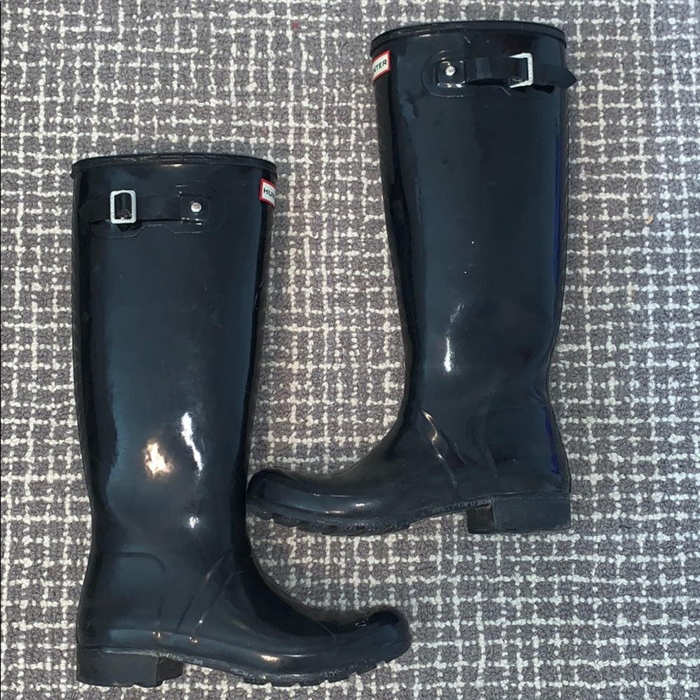hunter boots shiny black